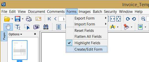 Create.Edit form menu
