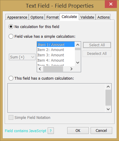 Text Field Calculate
